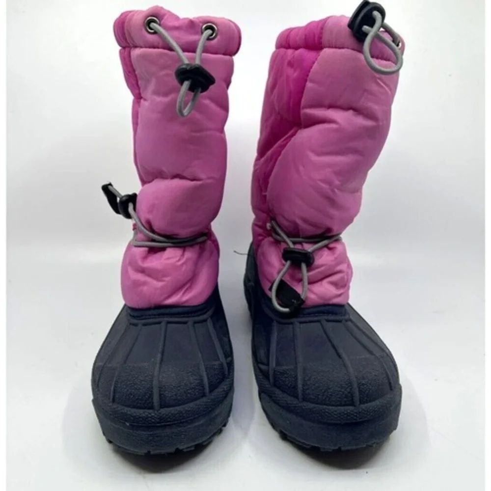 Columbia Moonridge II Snow Boots Kids Size 4 Pink Black Waterproof YY1193‎ Good